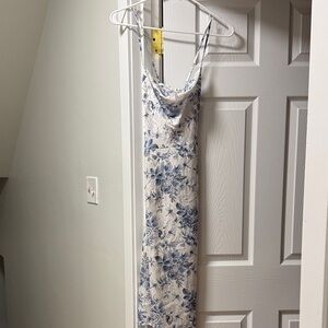 Floral Blue and White Slip Dress
